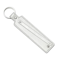 Porte-clés rectangulaire en cuir PU argenté avec texture litchi et anneau métallique - Argent