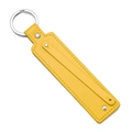 Porte-clés rectangulaire en cuir PU jaune vif avec anneau en métal et coutures fines - Jaune