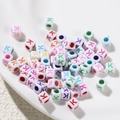 Colorful cube acrylic letter K beads for personalized DIY jewelry and bracelet making - Letter K Style / 100 Pieces (6x6mm/Hole 3.4mm)