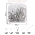 Boîte de 5,5 cm avec crochets d'oreilles, anneaux et tiges pour la création de bijoux DIY - Or blanc
