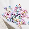 DIY colorful letter Z acrylic cube beads 6mm with large holes for jewelry making - Letter N Style / 100 Pieces (6x6mm/Hole 3.4mm)
