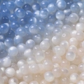 Blue and white cat-eye resin beads for DIY jewelry with gradient effect and center hole - 8mm (Aperture 1.8mm) - 10 Pieces/Pack / Light Khaki to Blue