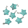 Set mit 6 blauen synthetischen Türkis-Sternanhängern mit poliertem Silberverschluss - 21.5x28mm / Türkis