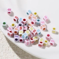 DIY colorful letter S square acrylic beads for personalized handmade bracelet jewelry - Letter S Style / 100 Pieces (6x6mm/Hole 3.4mm)