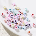 6mm colorful acrylic alphabet cube beads with letter T for DIY jewelry making - Letter T Style / 100 Pieces (6x6mm/Hole 3.4mm)