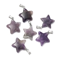 Sternförmige Amethyst-Steinanhänger mit silbernen Metallverschlüssen für DIY-Schmuck - 21.5x28mm / Amethyst