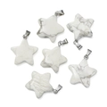 Sternförmige Anhänger aus weißem Howlith-Stein mit Metallverschluss für DIY-Schmuck - 21.5x28mm / Weißer Türkis