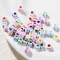 6mm white acrylic cube beads with colorful letter Z for DIY jewelry making - Letter Z Style / 100 Pieces (6x6mm/Hole 3.4mm)