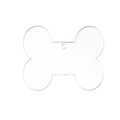 Polished silver bone-shaped metal pet ID tag with hanging hole for custom engraving - Bone