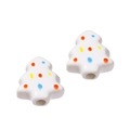 Cuenta de cerámica de árbol de Navidad con puntos de colores para hacer bisutería - Tipo 02 Árbol de Navidad Blanco