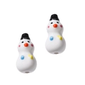 Cuenta de cerámica de muñeco de nieve pintada a mano para joyería navideña y pulseras - Muñeco de nieve