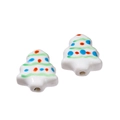 Lindas cuentas de cerámica con forma de árbol de Navidad y rayas verdes pintadas a mano - Tipo 03 Árbol de Navidad Verde Claro Blanco