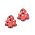 Set de dos cuentas de cerámica con forma de árbol de Navidad rojo para joyería DIY - Tipo 02 Árbol de Navidad Rojo Claro