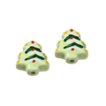 Cuentas de cerámica pintadas a mano de árbol de Navidad para joyería y manualidades DIY - Tipo 05 Árbol de Navidad Verde