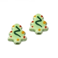 Cuentas de árbol de Navidad de cerámica pintadas a mano con puntos de colores para joyas DIY - Tipo 04 Árbol de Navidad Verde