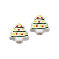 Cuentas de cerámica pintadas a mano con forma de árbol de Navidad para joyería DIY - Tipo 03 Árbol de Navidad Verde Oscuro Blanco