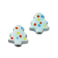 Cuentas cerámicas de árbol de Navidad azul con lunares de colores para joyas caseras - Tipo 02 Árbol de Navidad Verde Menta