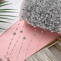 Catena di perle in ABS argento con finitura a specchio per decorazioni floreali fai-da-te - Stile Perline Miste Grandi E Piccole / 8 mm + 3 mm / 5 m / Argento