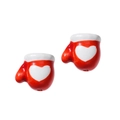 Cuentas de guantes rojos de cerámica con corazón blanco para pulseras y joyas de Navidad - Manoplas de Navidad