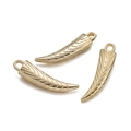 Macro detail of three golden horn pendants with carved V-shape patterns for DIY jewelry - Gold Horn Shape (987)