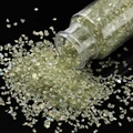 Macro shot of iridescent pale green glass crushed stones spilling for DIY nail art - Olive Green / 30ml Bottle
