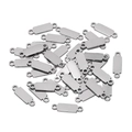 Polished stainless steel rectangular dog tags with dual holes for DIY jewelry making - Rectangle / 4*13.5mm / Steel