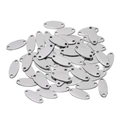 Macro shot of polished oval stainless steel tags with dual-hole design for DIY jewelry - Ellipse / 5*12MM / Steel