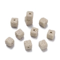 Square beige volcanic rock lava beads with porous texture for DIY aromatherapy jewelry - 5 Pieces/Pack Approx 5.5g / Lava Stone Creamy White
