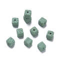 Light green square volcanic stone beads with porous texture for DIY jewelry making - 5 Pieces/Pack Approx 5.5g / Lava Stone Lake Green