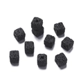 Nine square black volcanic lava stone cube loose beads with holes for DIY jewelry - 5 Pieces/Pack Approx 5.5g / Volcanic Stone - Black