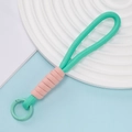 Gevlochten koord in muntgroen en roze met een metalen ring-veersluiting - Stijl 01