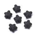 Star-shaped black volcanic lava stone loose beads for DIY essential oil jewelry making - 1 Piece / Black
