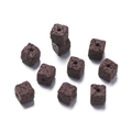 Square dark brown volcanic lava rock beads with porous texture for DIY jewelry making - 5 Pieces/Pack Approx 5.5g / Volcanic Stone - Brown