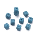 Blue square lava stone beads with porous texture for DIY essential oil jewelry making - 5 Pieces/Pack Approx 5.5g / Volcanic Stone - Blue