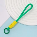 Groen en geel gevlochten nylon telefoonkoord met bijpassende veerring gesp - Stijl 03