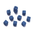 Dark blue cubic volcanic stone beads with natural pores for DIY jewelry making - 5 Pieces/Pack Approx 5.5g / Volcanic Stone - Dark Blue