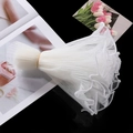 White wavy tulle mesh ribbon with pearl edge decoration for DIY flower bouquet wrapping - White Pearl