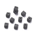 Deep grey volcanic lava stone cube beads with natural porous texture for DIY jewelry - 5 Pieces/Pack Approx 5.5g / Lava Stone Dark Gray