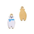 Polar bear enamel charms in stainless steel with blue scarf for DIY jewelry making - Blue Polar Bear