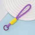 Dragonne tressée violette avec détails jaunes et fermoir mousqueton rond assorti - Style 07