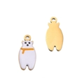 Polar bear stainless steel enamel pendant with yellow scarf for DIY jewelry charms - Orange Polar Bear