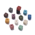 Colorful square lava stone beads with porous texture for DIY essential oil jewelry - 5 Pieces/Pack Approx 5.5g / Volcanic Stone - Random Mixed
