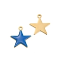 Star-shaped stainless steel pendant set in navy blue enamel and gold finish - Star - Blue