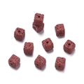 Square lava rock beads in deep reddish brown for DIY jewelry making and aromatherapy - 5 Pieces/Pack Approx 5.5g / Volcanic Stone - Red