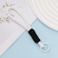 Lanière de téléphone tressée blanche minimaliste avec boucle à anneau à ressort - Style 13