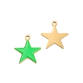 Pentagram star pendant in green enamel and gold finish with hanging loop - Green Star