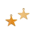 Golden stainless steel star pendant with vibrant orange enamel inlay and polished finish - Star Orange
