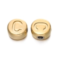 7mm gold-plated stainless steel round bead with letter C for DIY jewelry making - Letter C / Gold