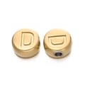 Golden 7mm stainless steel letter D charm bead with side hole for DIY jewelry making - Letter D / Gold