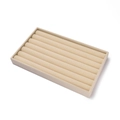 Beige fluwelen sieradentray met zeven ringgleuven voor oorbellen en manchetknopen - Ringgleuf Indeling / Beige